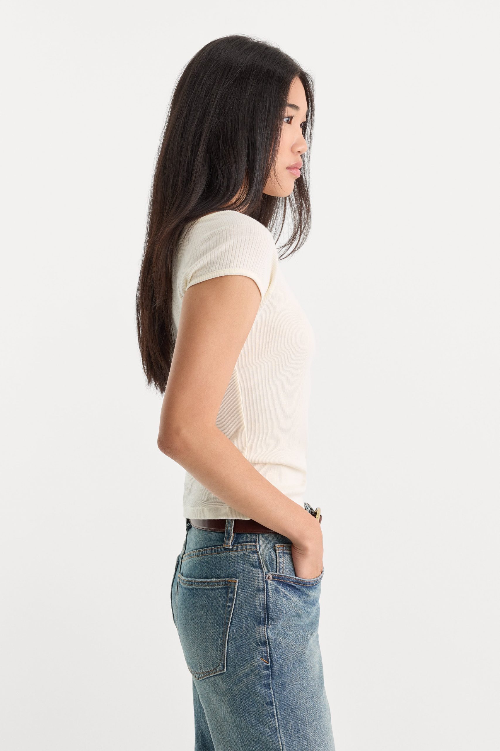 THE VARIEGATED RIB TOP | CHALK - Image 5