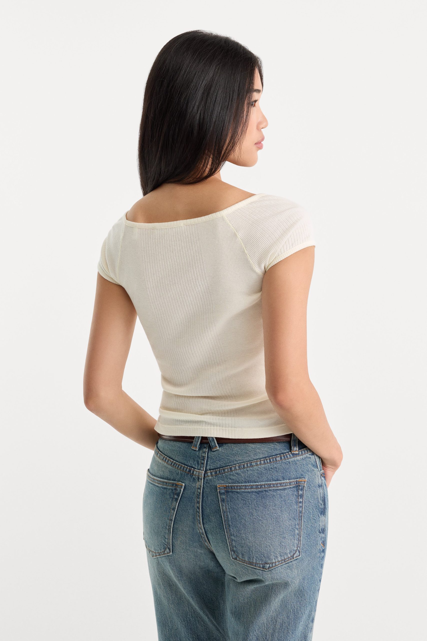 THE VARIEGATED RIB TOP | CHALK - Image 4