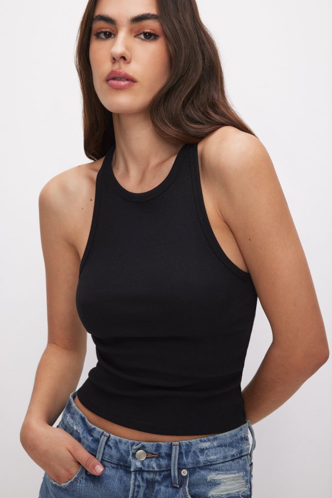 MICRO RIB CREWNECK TANK | BLACK001